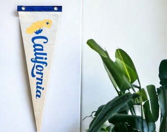 Bandiera della California / Bandiera da viaggio in feltro / Stile vintage / Decorazione da parete