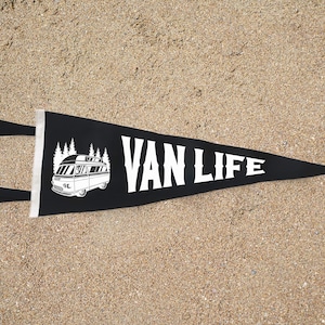 Vanlife Pennant | Travel Felt Pennant Flag Banner | Vintage Camper van hiking | Wall Decor