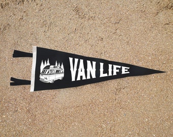 Vanlife Pennant | Travel Felt Pennant Flag Banner | Vintage Camper van hiking | Wall Decor