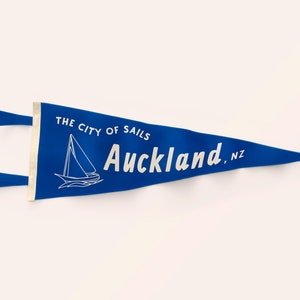 Auckland City of Sails Pennant Nowa Zelandia | Podróże Żeglarskie Filcowe proporczyki Flaga Baner | NZ | Styl Vintage | Dekoracja Ścienna