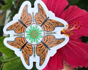 Monarch Life Cycle Mandala Vinyl Sticker Decal