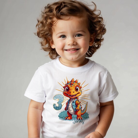 T shirt Personalized Birthday Name Shirt Birthday Child Boy Girl Kinder Kid s Dino Dinosaur Baby Dino Etsy