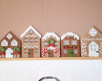 Christmas Houses Row - Perler Beads Pattern PDF