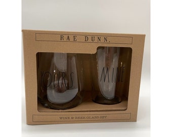 HTF NWT Rae Dunn Wine & Beer Glass Set