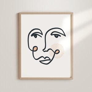 Artsy Face Printable Wall Art, Minimalist Art Print, Abstract Home Decor, Wall Decor, Fine Line, Line Drawing, Digital Art Instant Download