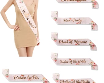 Floral Pink Luxury Hen Night Do Party Sashes Bride To Be Bridesmaid Mother Of Sash