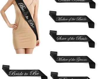 Black & Silver Luxury Hen Night Do Party Sashes Bride To Be Bridesmaid Mother Of Sash