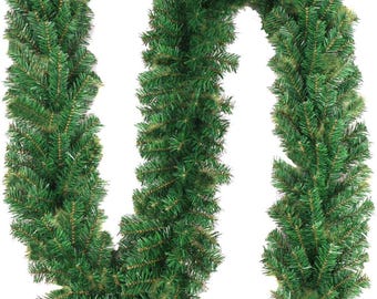 9Ft Christmas Garland Indoor Outdoor Decorations Garland for Stairs Railing Fireplace Mantle Front Door Porch Holiday Wedding Party Decor