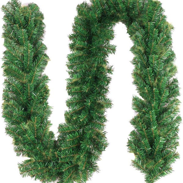Guirnalda navideña de 2,74 m (9 pies) para decoración interior y exterior. Ideal para escaleras, barandilla, chimenea, puerta de entrada, porche, fiestas navideñas, bodas y eventos.