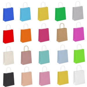 10pcs Colour Paper Party Gift Bags with Twist Handles for Birthday Party Weddings Hen Do, Size: 18x22x8cm Choose Colour & Quantity