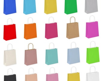 20pcs Colour Paper Party Gift Bags with Twist Handles for Birthday Party Weddings Hen Do, Size: 18x22x8cm Choose Colour & Quantity