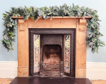 9ft Christmas Garland With Snow Pine for Stairs Fireplaces