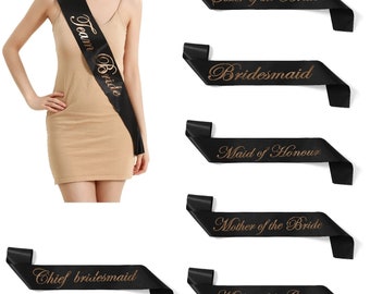 Black & Rose Gold Luxury Hen Night Do Party Sashes Bride To Be Bridesmaid Mother Of Sash