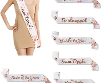 Floral White Luxury Hen Night Do Party Sashes Bride To Be Bridesmaid Mother Of Sash
