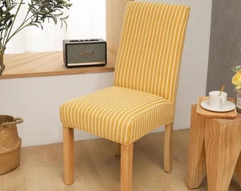 Stripe Dining Chair Covers Washable Stretch Chair Slipcover Removable Chair Protector