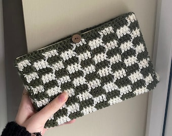 Handmade Checkerboard Crochet Book Sleeve