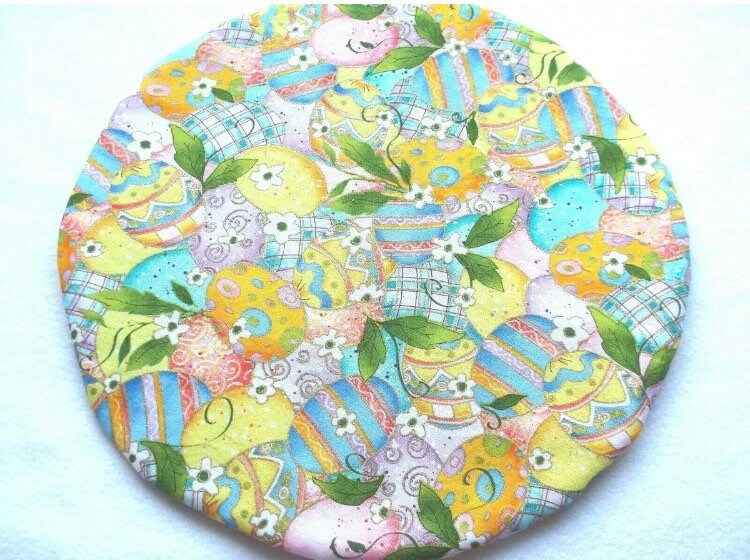 Easter Holiday Colorful Decorated Eggs Centerpiece Hot Pad Trivet 10.5" 
