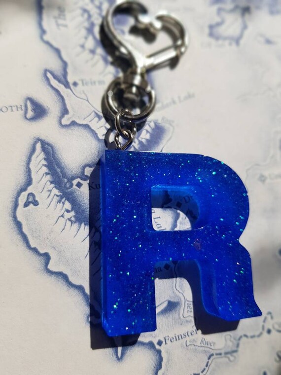 Initial R Resin Letter Heart Keyring Etsy