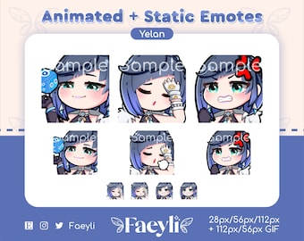 Animated + Static Yelan Genshin Impact Emotes (Twitch/Discord) Smug | Facepalm | Mad