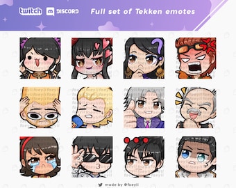 Tekken Emotes FULL SET (Twitch/Discord) | Xiaoyu | Eliza | Zafina | Hwoarang | Paul | Steve | Lee | Heihachi | Josie | Law | Jin | Claudio