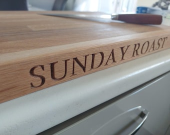 Personalised Solid Thick Oak Engraved Chopping Board | Chop Board | Butchers Block | Serving Board | Cheese Board Engraved by CNC