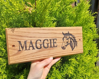 Stable name plate. Solid oak stable sign. Equestrian sign