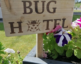Bug Hotel Sign, Personalised Garden Sign For Kids, Ladybird Plaque For Garden, Bug House Sign, Insect House Plaque, Bug Home Gift, Bug Home