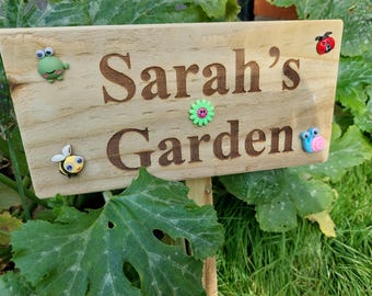 Personalised wooden garden signs plaque allotment shed street sign vegetable patch herb garden fairy garden sign