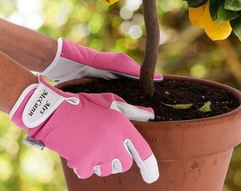 PERSONALISED Leather Gardening Gloves Working Women Men Garden Safety Gardener Thorn Proof Heavy Duty Rigger Mechanic Builder Construction