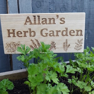 Personalised wooden garden signs plaque with a 25cm ground stake (in option with or without)