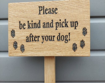 Personalised Oak garden signs with a 25cm ground stake attached