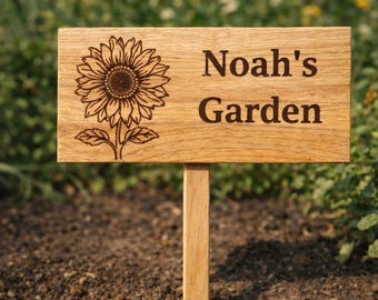 Soild Oak personalised Ground Stake sign/ garden sign(words of your Choice) you can add a picture to this, Please LOOK at PICTURES for IDEAS