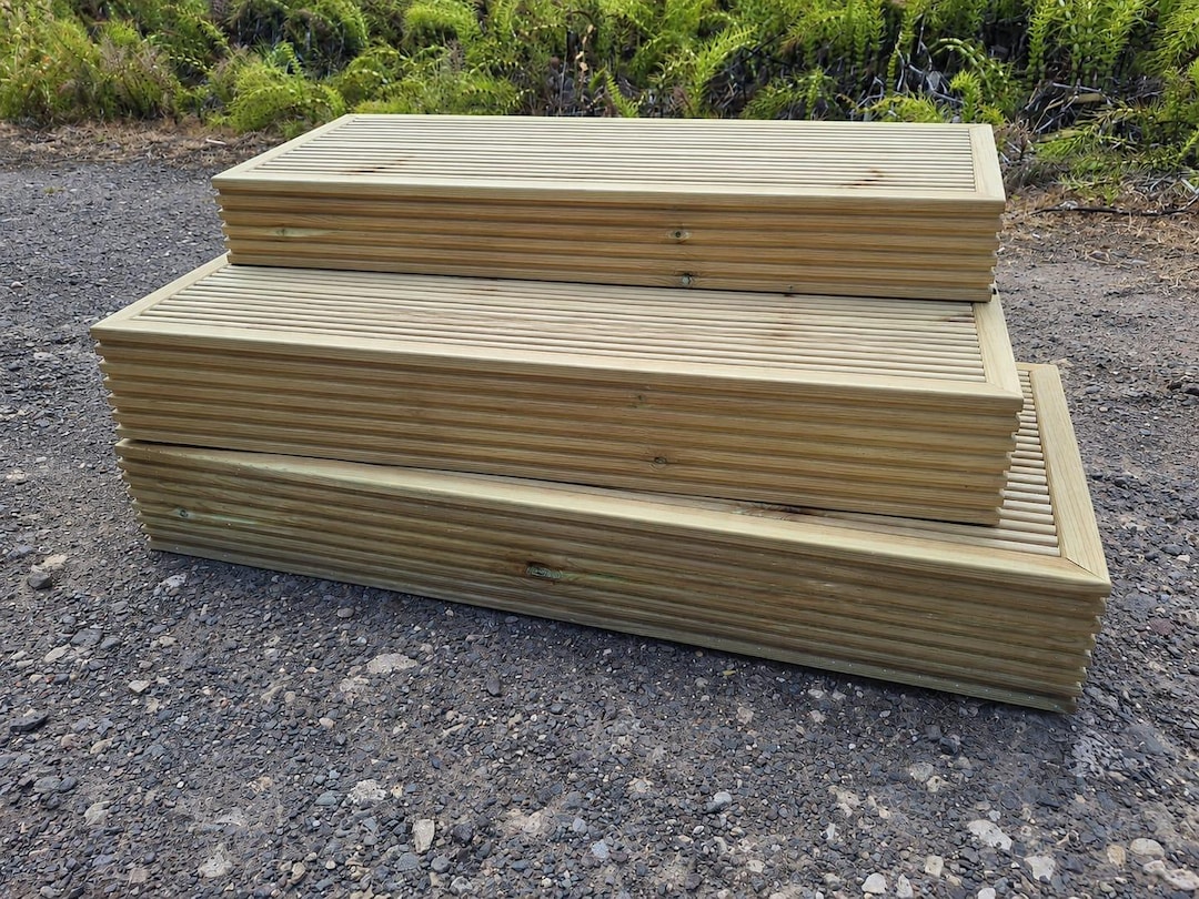 1 Tier Step Platform Treated Decking Boards Garden Patio Courtyard ...
