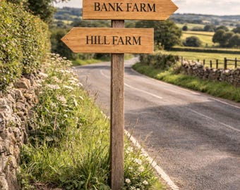 OAK Personalised engraved arrow shaped sign/pointer/directional sign