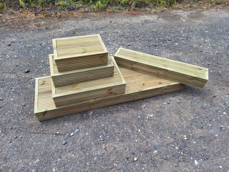 1 Tier Step Platform Treated Decking Boards Garden Patio Courtyard ...