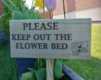 Personalised wooden garden signs plaque with a 25cm ground stake  (in option with or without