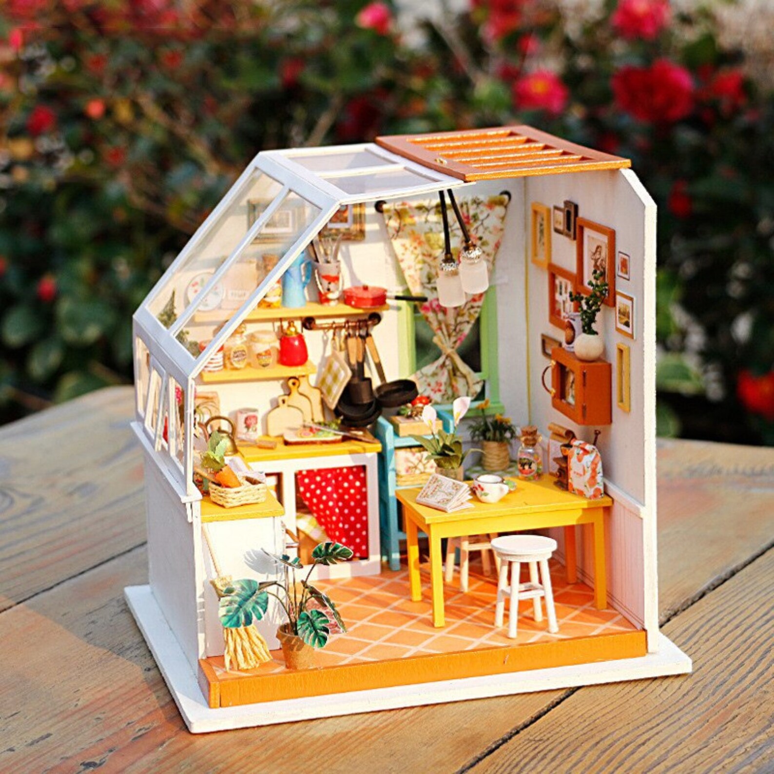 Küchenzimmer DIY DIY Holz Miniatur Puppenhaus Gewächshaus