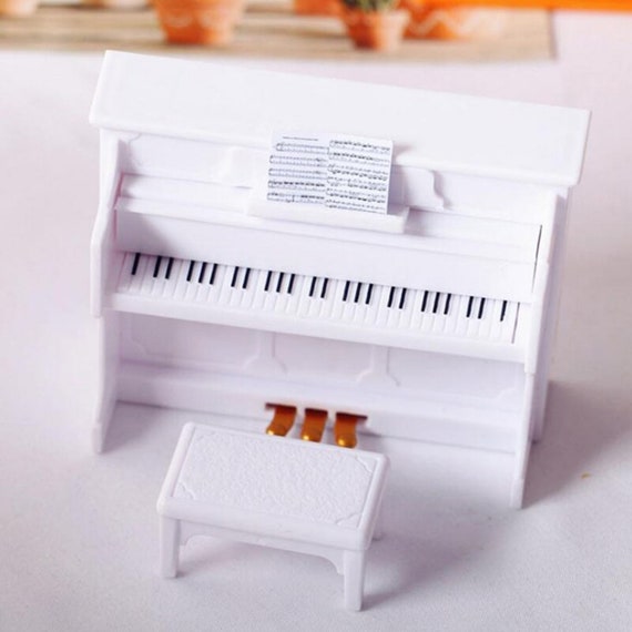 1/12 Puppenhaus Mini Holz Klavier & Hocker Musikinstrument Modell 