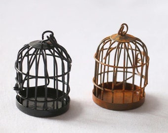 Miniature Dollhouse FAIRY GARDEN Accessories ~ Silver Metal Bird Cage ~ NEW 
