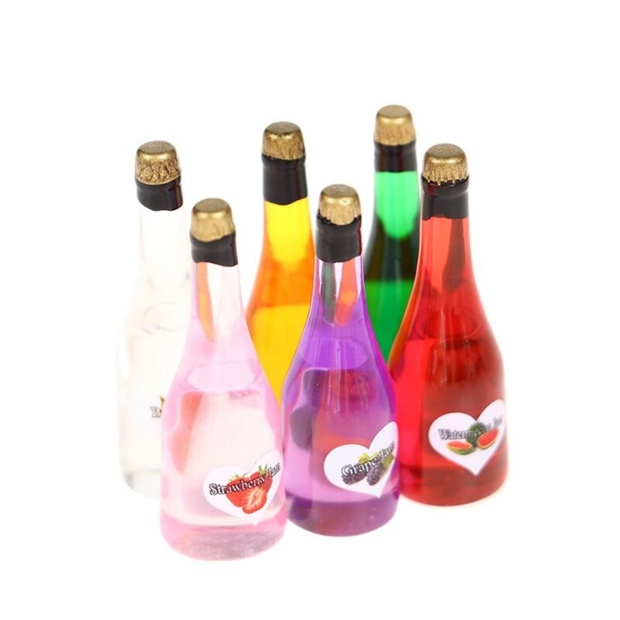 6pcs Doll House Mini Wine Bottles Kids Wine Bottles Toys Dollhouse  Miniatures(1:12) 