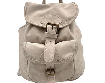 grey suede backpack