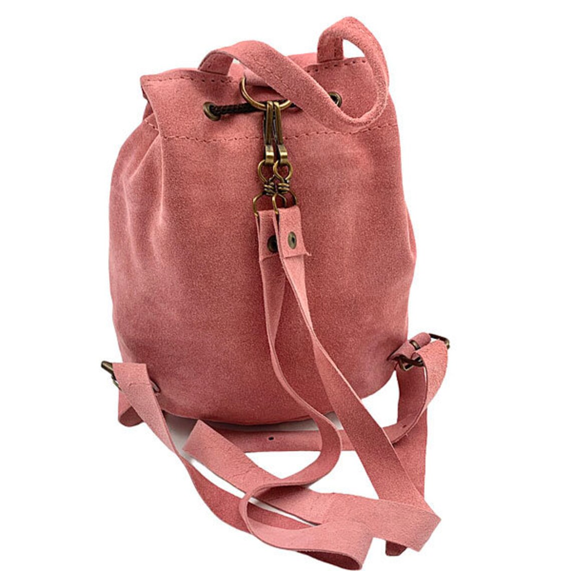 Handmade Pink Leather Suede Bag Woman Leather Backpack Small | Etsy