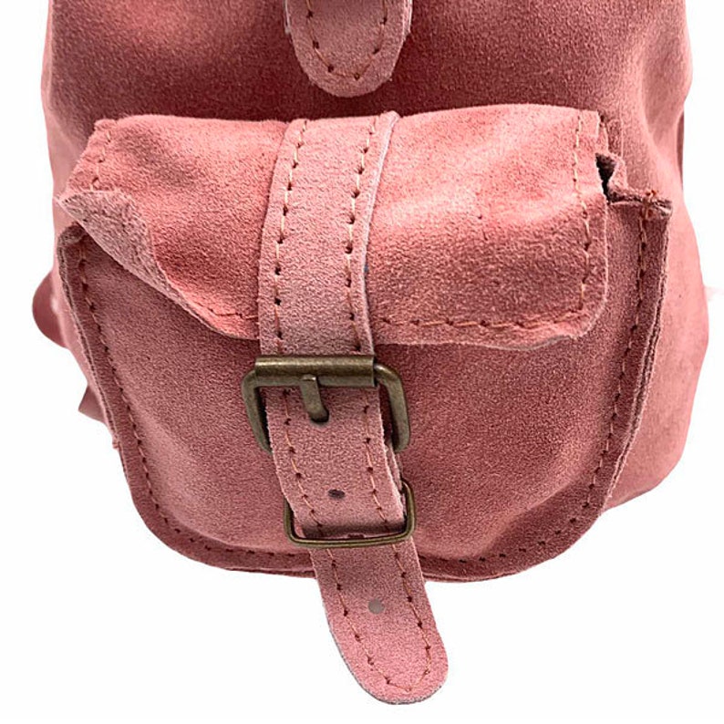 Handmade Pink Leather Suede Bag Woman Leather Backpack Small - Etsy