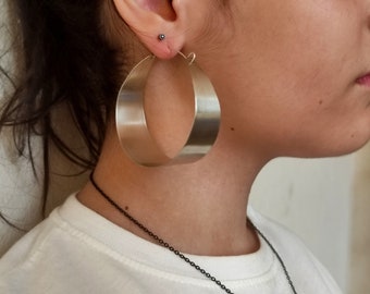 Large Lightweight Statement Hoops, Modern Silver Jewelry, Minimalist silver hoop earrings, Everyday Chic Earrings