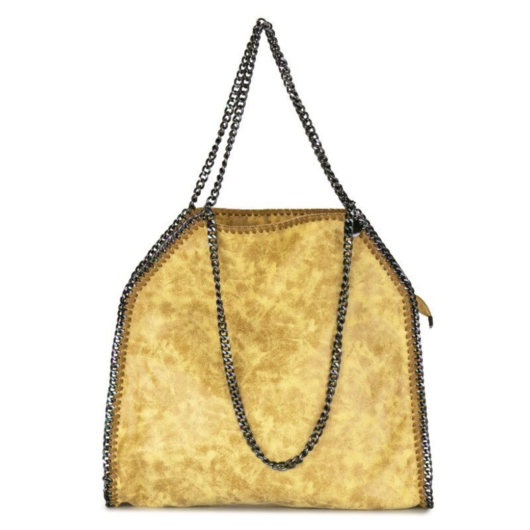 Ecological Leather Big Yellow Bag With Chains Woman Yellow Bag Chain