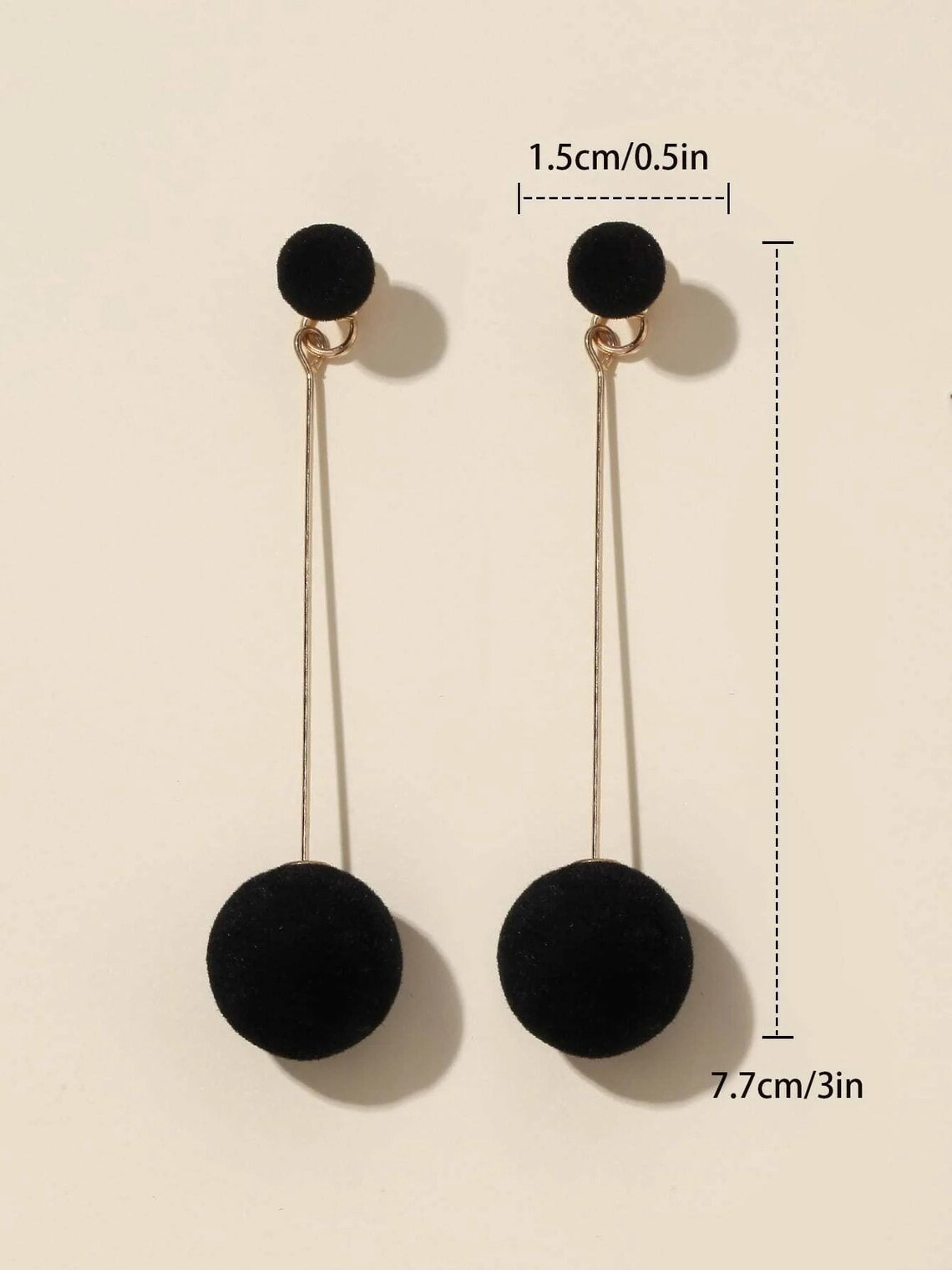 Long Black Ball Earrings Minimalist Ball Earrings Gold Drop Ball