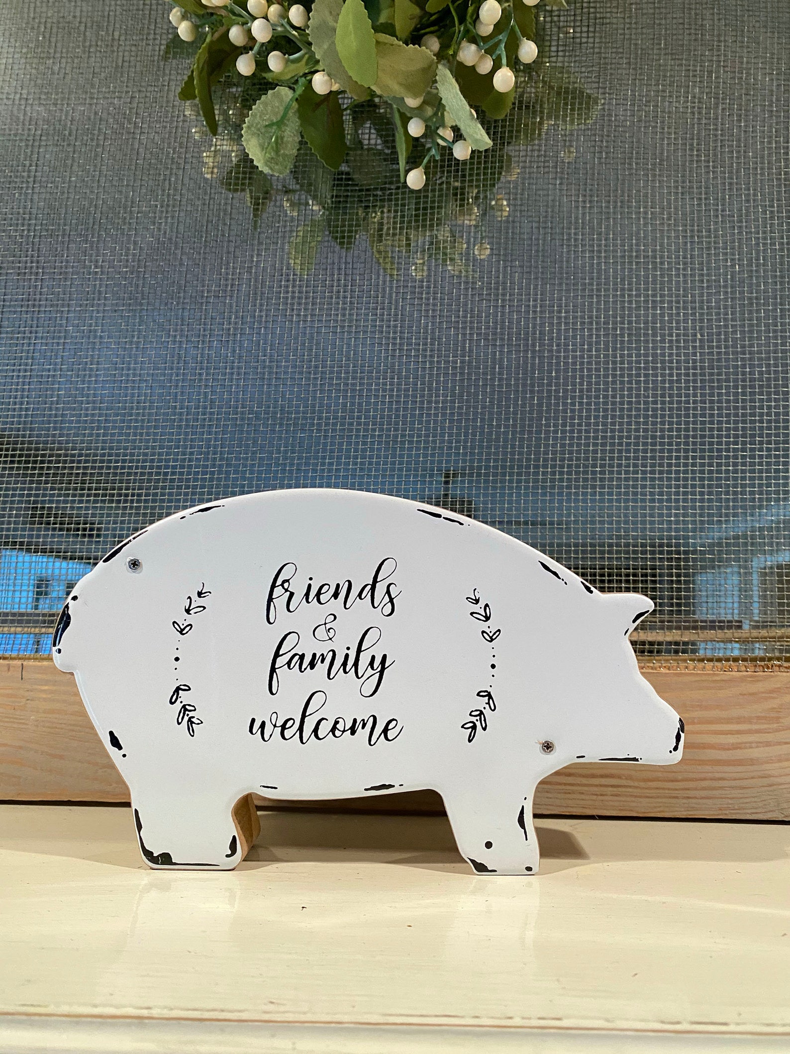 Farmhouse Pig Pig Sign Pig Table Decor Kitchen Decor Pig Etsy