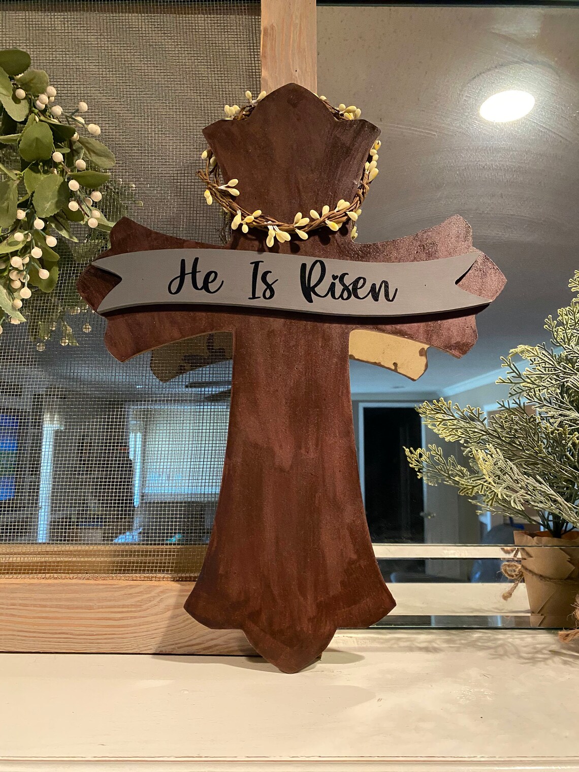 Wooden Easter Cross Wooden Cross Easter Cross Easter Etsy