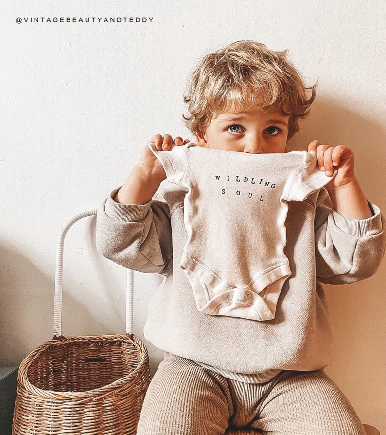 Organic personalised cotton baby grow - naturally dyed unisex neutral name initial keepsake gift - new arrival bodysuit babygrow 