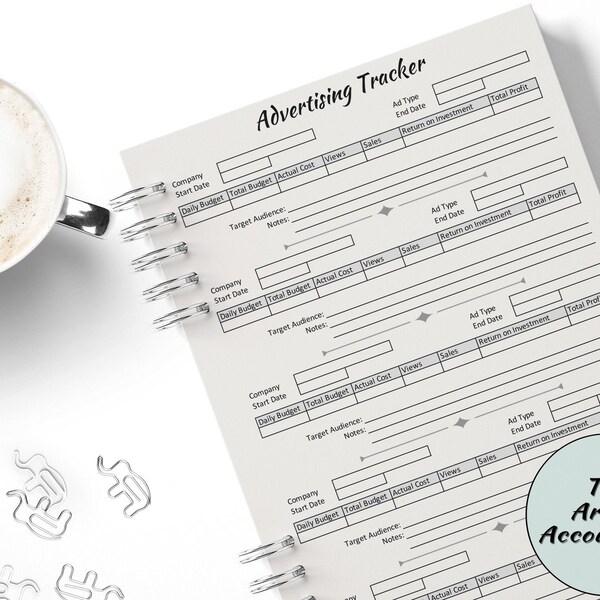 Advertising Tracker- A5 Printable Fillable PDF Download